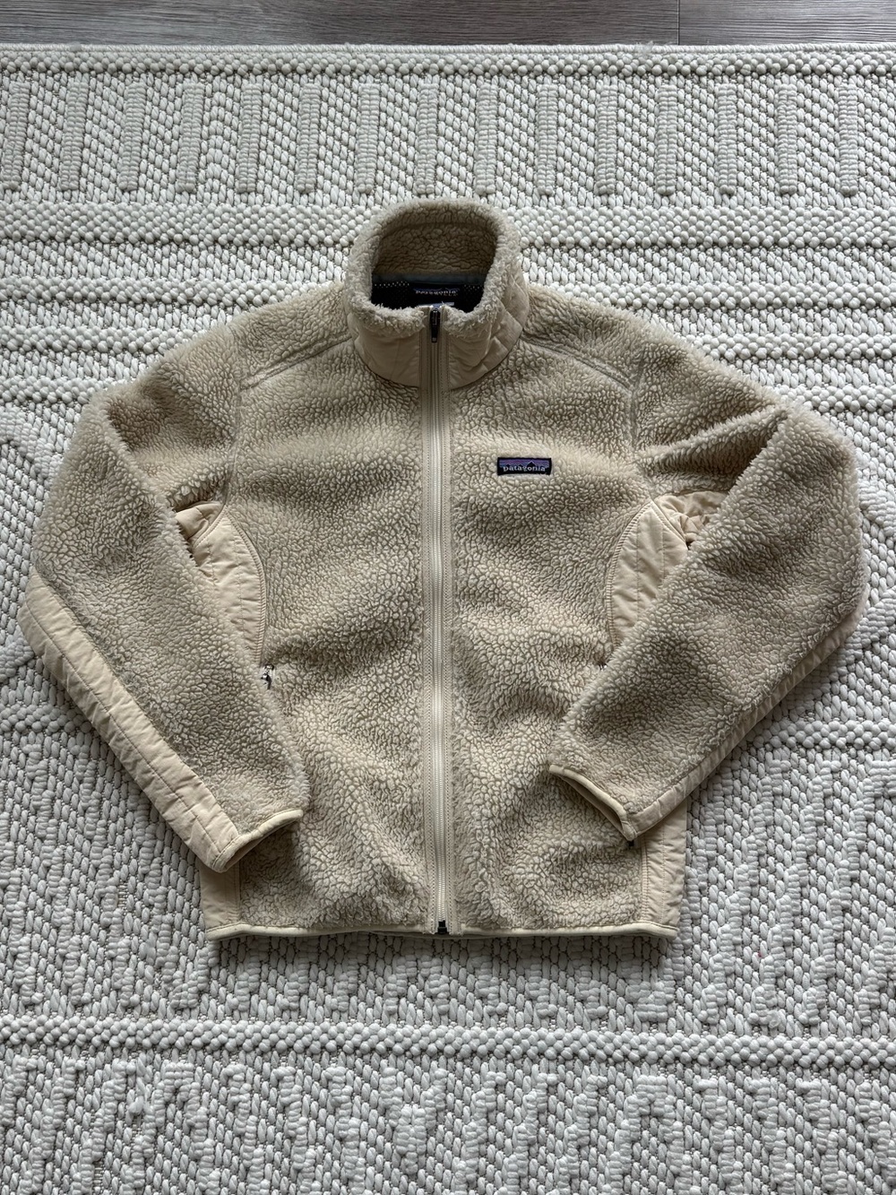 Patagonia Cream Sherpa Zip-Up Fleece Jacket